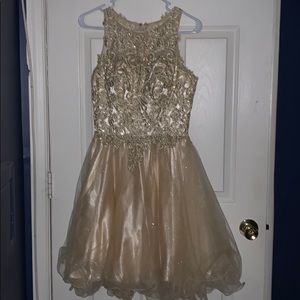 gold Quinceañera dress